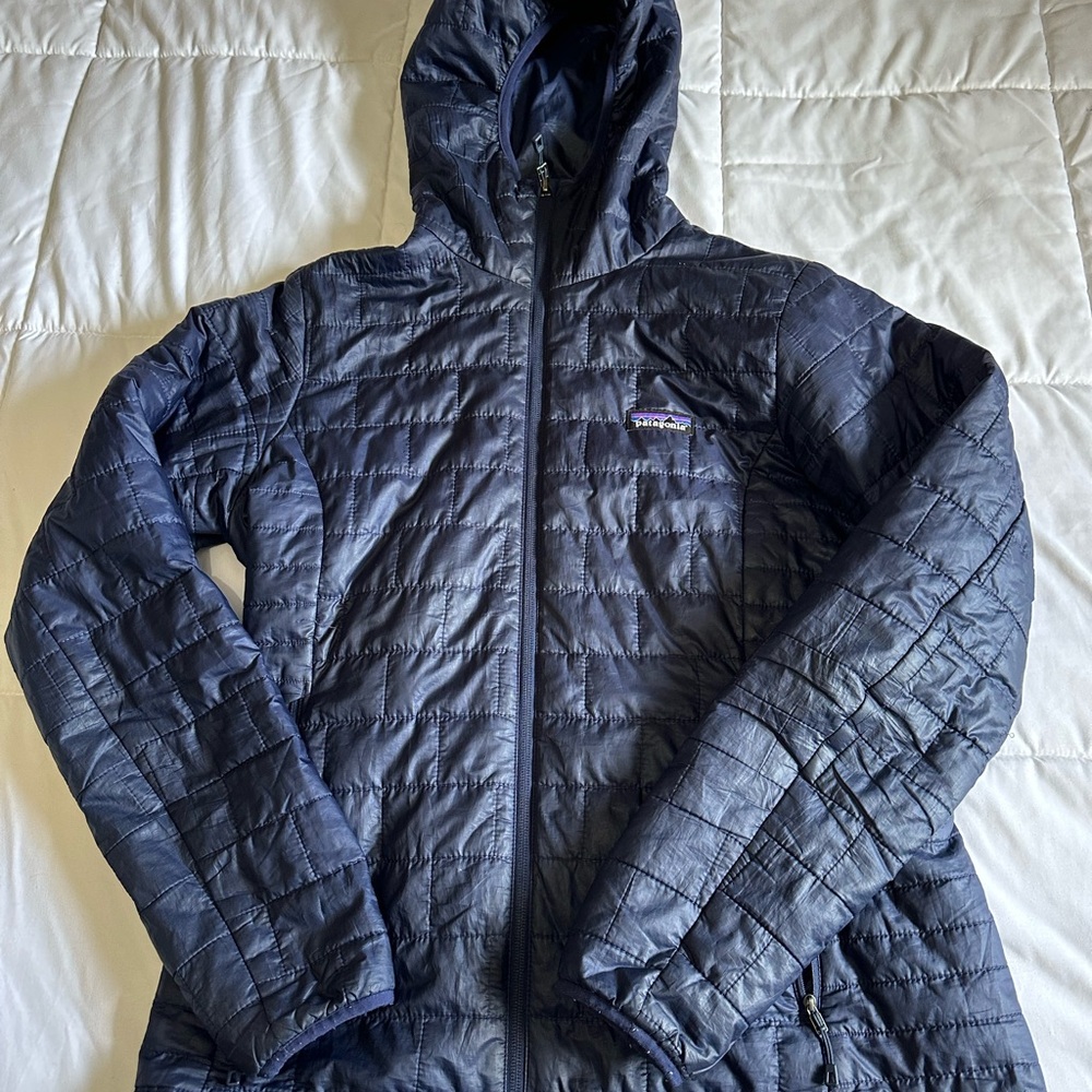 Patagonia Navy Nano Puff Hooded Jacket Womens